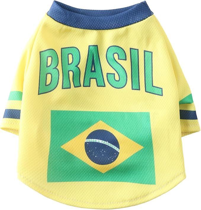 Pet Dog Jersey, Summer Cooling Mesh Fabric, Soccer Sportswear, Lightweight Football Casual Clothes for Small Dogs, Yellow, Large