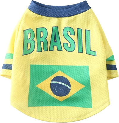 Pet Dog Jersey, Summer Cooling Mesh Fabric, Soccer Sportswear, Lightweight Football Casual Clothes for Small Dogs, Yellow, X-Large