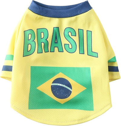 Pet Dog Jersey, Summer Cooling Mesh Fabric, Soccer Sportswear, Lightweight Football Casual Clothes for Small Dogs, Yellow, X-Small