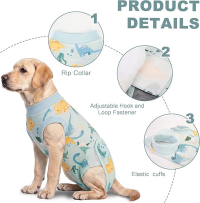 Recovery Suit for Dogs Cats, Dog Surgery Suit for Female Spay Male Neuter | Anti-Licking Dog Cone Alternative Onesie, Dog Surgical Recovery Suit After Abdominal Wounds, Green, Small