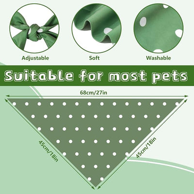 FYSUIMU 2 Pcs Green Polka Dot Dog Bandanas Triangle Pet Scarf Adjustable Puppy Neckerchief Dog Bib for Medium Large Cat Costume Accessories