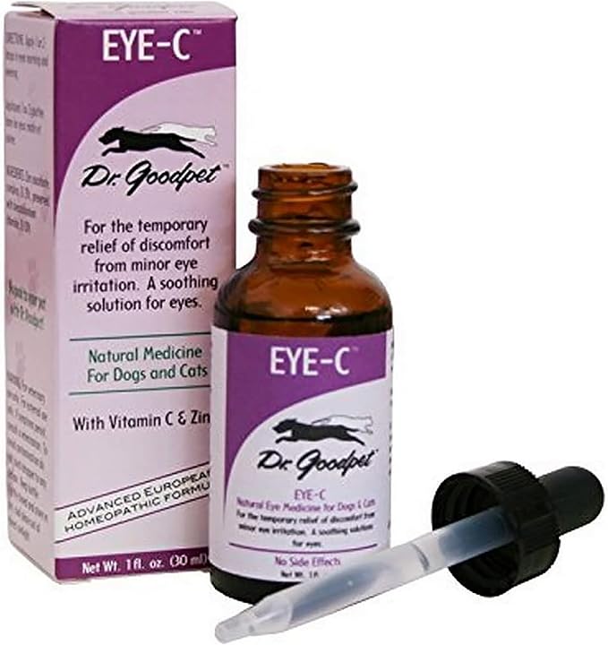 Dr. Goodpet Eye-C All-Natural Eye Drops for Dogs, Cats | Human Quality Zinc & Vitamin C | Veterinarian Recommended Eye Care | Soothe, Wash, and Moisturize Pet Eyes | Made in the USA
