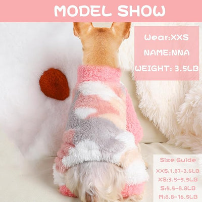 Sebaoyu Turtleneck Dog Pajamas for Small Dogs, Fleece Sweater Winter Cute Tiny Clothes Outfit, Puppy Pet Jumpsuits Chihuahua Yorkie Cat Clothing (Camouflage Pink, X-Small)