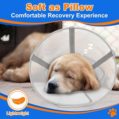 Breathable Mesh Dog Cone Collar for Surgery, Soft Elizabethan Recovery Alternative to Stop Licking,Pet Neck Collar for Large Medium Small Breeds, S