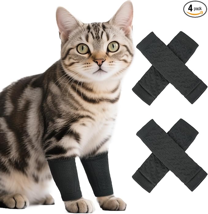 ROZKITCH 4 PCS Anti Licking Sleeve for Cats, Elbow Sleeve Scratching Prevention Protection Wraps