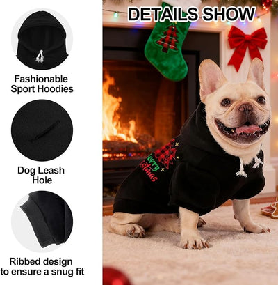 EXPAWLORER Dog Hoodie-Soft and Warm Dog Sweaters, Pet Clothes Autumn Winter Coat Sweatshirt with Christmas Theme Print for Puppy,Cat, Small Medium Large Dogs