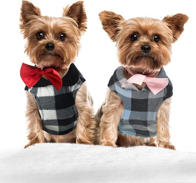 4 Pieces Winter Fabric Dog Sweater with Leash Ring Soft Fleece Vest Dog Clothes Plaid Camouflage Warm Puppy Jacket Pullover Clothes for Small Cat Puppy Chihuahua(XS)