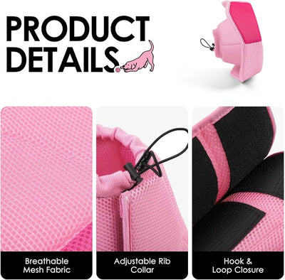 AOFITEE Dog Cone - Soft Dog Cone Collar to Stop Licking, Adjustable Comfy Cones for Dogs After Surgery, Foldable Cones for Dogs Elizabethan Pet E-Collar for Medium Pets, Pet Recovery Collar, Pink M
