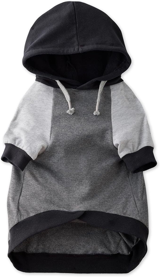 Pet Passion Rocky – The Original Lightweight Hooded Tee 100% Organic Cotton Dog Hoodie Pet Coat Sweater for All Sized Dogs, Original Black Color Block, X-Small (5-12 lbs)