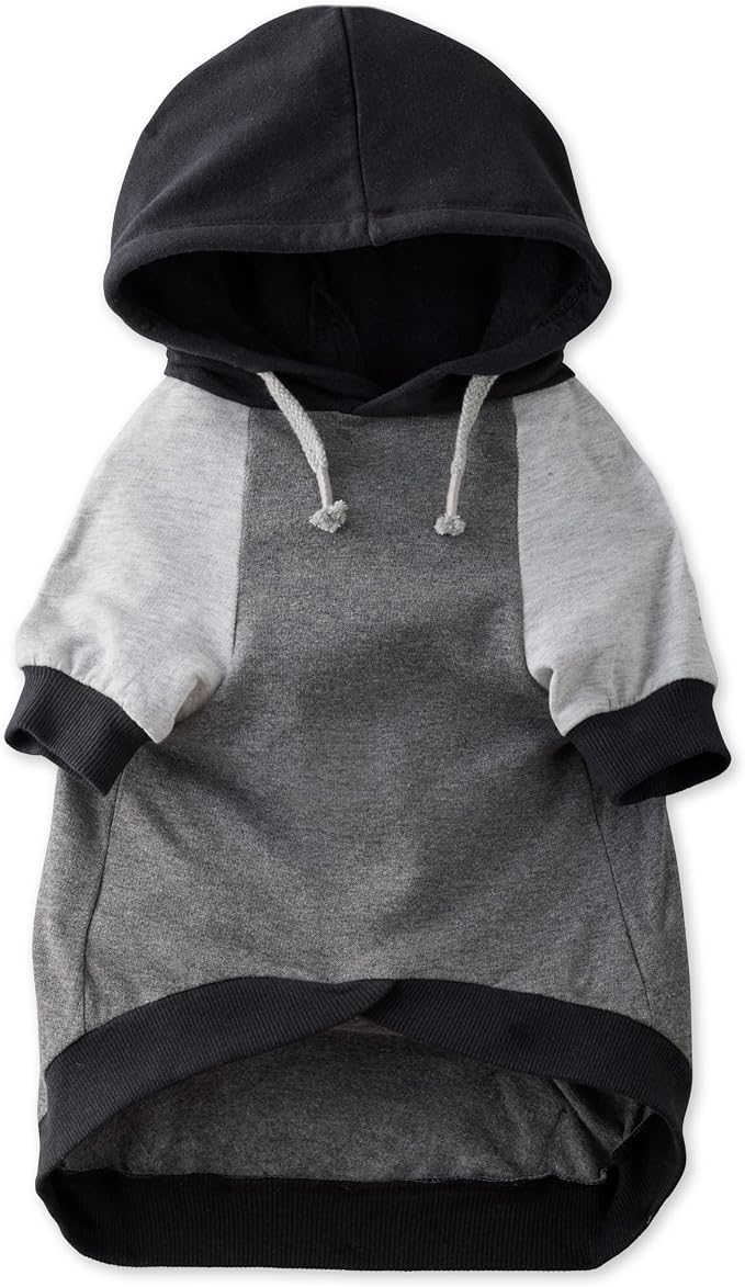 Pet Passion Rocky – The Original Lightweight Hooded Tee 100% Organic Cotton Dog Hoodie Pet Coat Sweater for All Sized Dogs, Original Black Color Block, XX-Small (4-7 lbs)