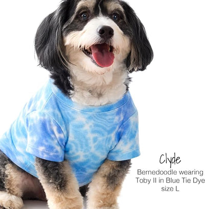 Pet Passion Toby II - The Perfect Tee, 3 Pack Short Sleeve Pet T-Shirt 100% Organic Cotton Tees Clothes for Small, Medium, Large Dogs, Blue Tie Dye, XX-Small (4-7 lbs)