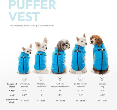 Gooby Puffer Vest - Grape, X-Small - Ultra Thin Zip Up Windbreaker with Dual D Ring Leash - Water Resistant Dog Sweater Coat for Small Dogs
