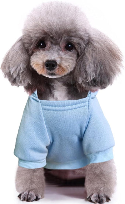Jecikelon Print Dog Hoodies for Small Dogs, Soft Fleece Puppy Clothes for Pet Cat, Warm Winter Outfits Cold Weather Coats, Cute Sweatshirt Puppies Costume (Light Blue, X-Small)