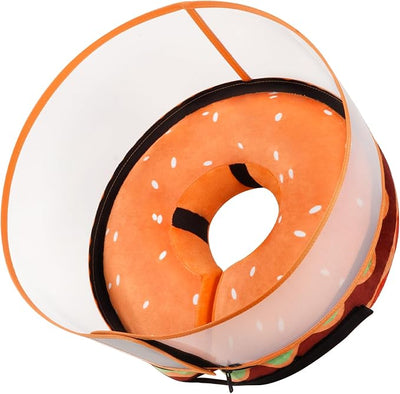 Inflatable Dog Cone Collar with Detachable Enhanced Anti-Licking Shield, Soft Neck Donut Collar for Dogs After Surgery, Adjustable Dog Cone Alternative for Large Medium Small Dogs & Cats