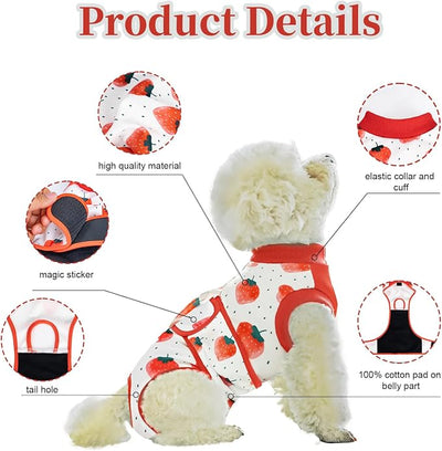 Dog Surgery Recovery Suit,Female Male Dog Onesie for Spay Neuter,Substitute E-Collar & Cone,Anti-Licking Breathable Onesie for Small Medium Large Dogs,Strawberry L