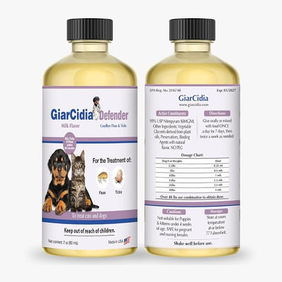Giarcidia Flea & Tick Support for Cats & Dogs – Oral Suspension, Milk Flavor, 60ml Glass Bottle with 3ml Syringe Dropper – Fast Acting Pet Care Formula
