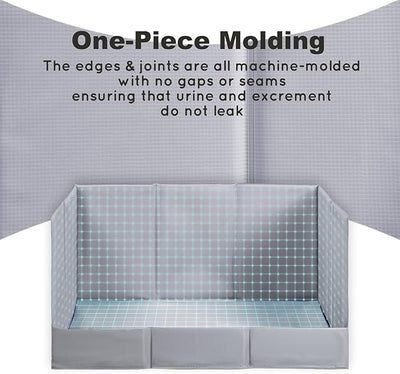 HQ4US 4LEGS Dog Litter Box, Pee Pad Holder Foldable, Indoor Dog Potty Tray for Puppy & Large Dogs, High Walls, Seamless, No Assembly, Waterproof, Easy to Clean, No Spill,Portable for Travel