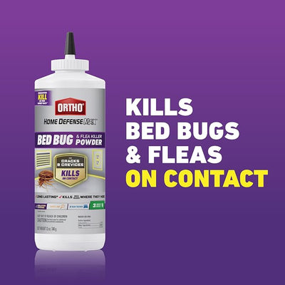 Ortho Home Defense Max Bed Bug & Flea Killer Powder - Bed Bug Killer, Apply to Cracks and Crevices for up to 8 Months of Control, 12 oz.