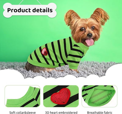 Dog Shirts for Medium Dogs, Striped T-Shirts Dog Vest Pet Apparel Tee Shirts Spring Summer Suitable for Small and Medium Large Pets French Bulldog Bichon, Green M