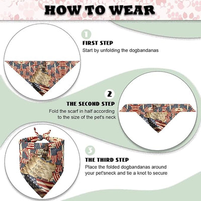 KEIAHUAN 250 Years American Flag Dog Bandana Dog Triangle Bibs Soft and Breathable Holiday Scarf Accessories Reversible Bandana