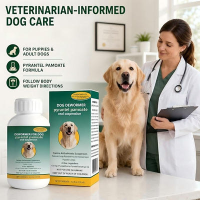 Dog Dewormer Liquid – Pyrantel Pamoate Formula for Roundworms & Hookworms Support, Fits for Dogs, 120 mL (4.2 fl oz)
