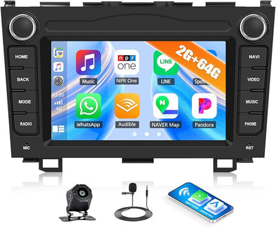 CAMECHO 2G+64G Android Car Radio for Honda CRV 2007-2011 7” Touchscreen Car Stereo with CarPlay Android Auto Bluetooth FM GPS SWC WiFi Backup Camera