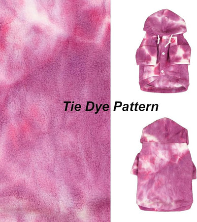 Mklhgty Tie Dye Dog Hoodie, Winter Coat for Small Dogs - Ultra-Soft Adjustable Warm Hood, Breathable Comfort Fabric for Daily Use