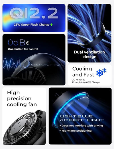 LISEN for Qi2.2 25W MagSafe Car Mount Charger，[Smart Cooling Fan＆95W Fast Adapter] Magnetic Wireless Car Charger, Phone Holders for Your Car Accessories for iPhone 17 Pro Max Air 16 15 14 13 12 | [Smart Cooling Fan] Magsafe Car Mount Charger, [Qi2 25W ...