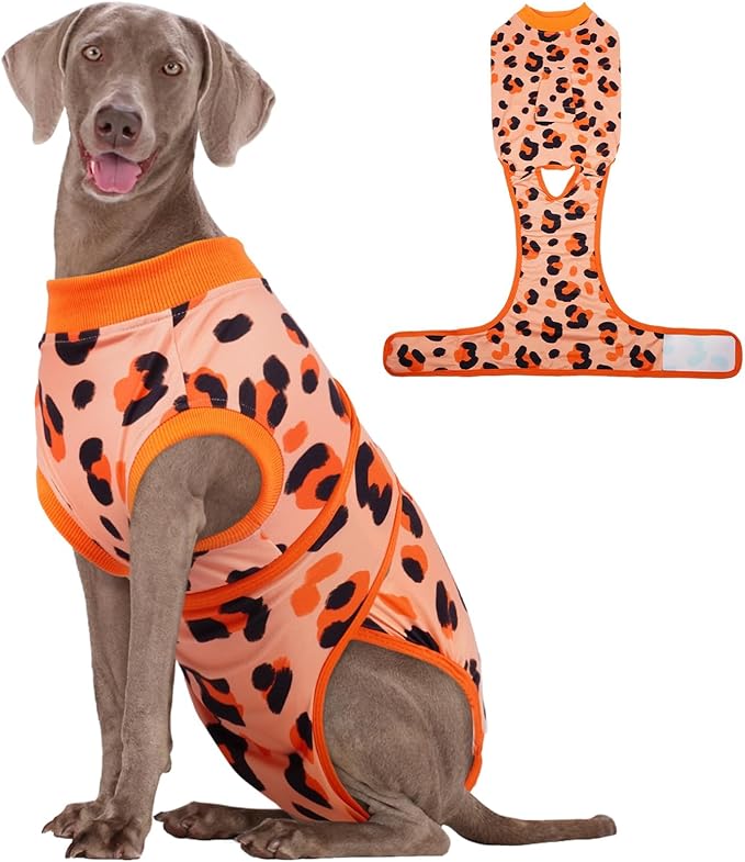 Kuoser Dog Recovery Suit for Dogs After Surgery,Professional Surgical Onesie for Female Male Dogs Spay Neuter,Soft Dog Surgery Suit Bodysuit for Abdominal Wounds Skin Disease,Orange XL