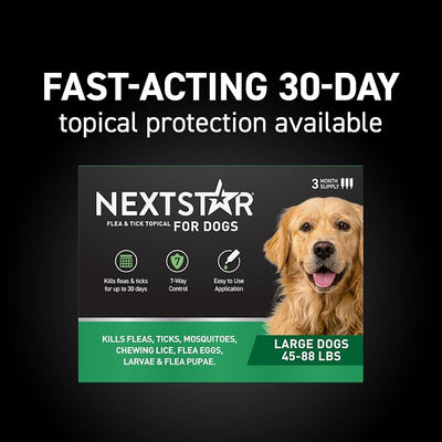 NEXTSTAR Flea and Tick Prevention for Dogs, Repellent & Control, Fast Acting Waterproof Topical Drops, Flea and Tick Prevention for Large Dogs, 3 Monthly Doses