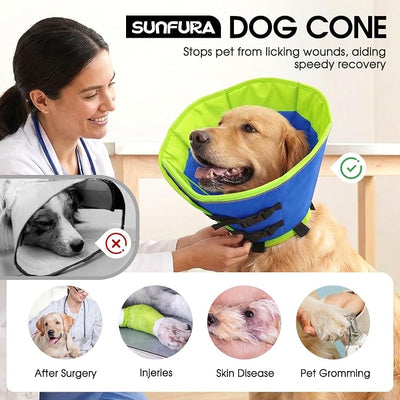 Soft Dog Cone, Adjustable Dog Cone Collar Alternative for Large Dogs, Comfy Pet Cones for Dogs to Stop Licking, Protective E-Collar After Surgery for Wound Healing, Blue XL