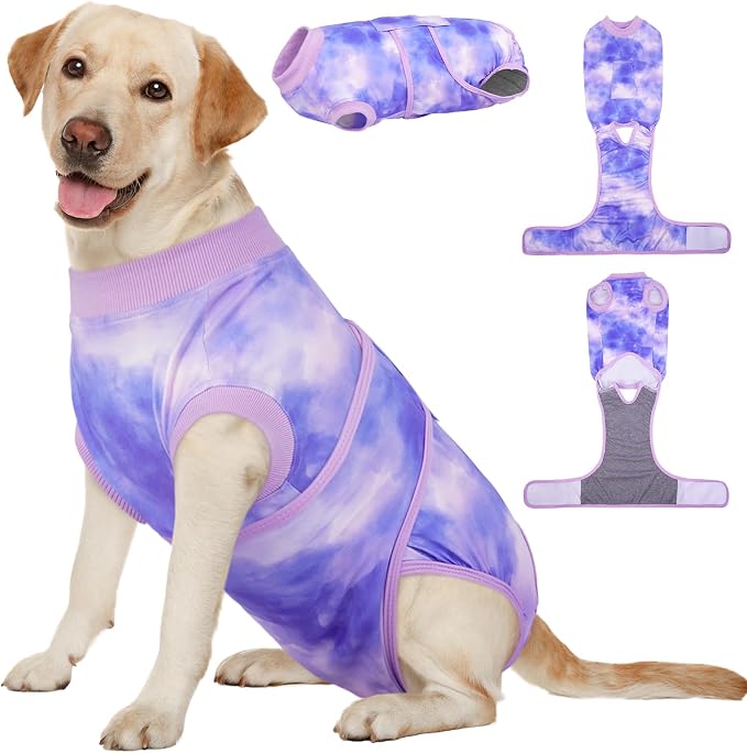 Kuoser Recovery Suit for Dogs, Adjustable Female Spay Dog Surgery Suit, Pet Surgical Shirt Male Neuter Anti Licking Abdominal Wounds Puppy Onesie Bodysuit, Alternative to Doggie Cone After Surgery