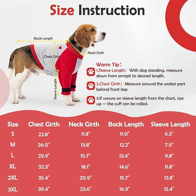 Lukovee Recovery Suit for Dogs - Padded Elbow Protector to Stop Licking, Long Sleeve for Pet Male Female Dog Front Leg Injuries Shoulder Wounds After Surgery Cone Alternative (Red&Gray, Small)