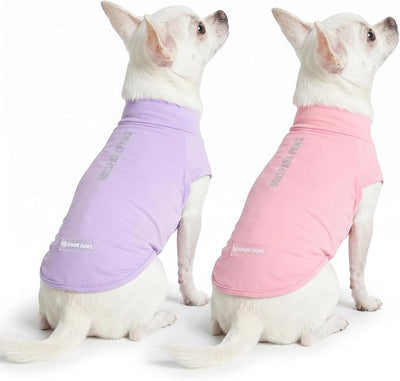 Spark Paws Sunblock Dog T-Shirt, SPF30 Protection, Lightweight Breathable Quick Dry for Dogs with Sensitive Skin - Purple & Pink (Set of 2) - S