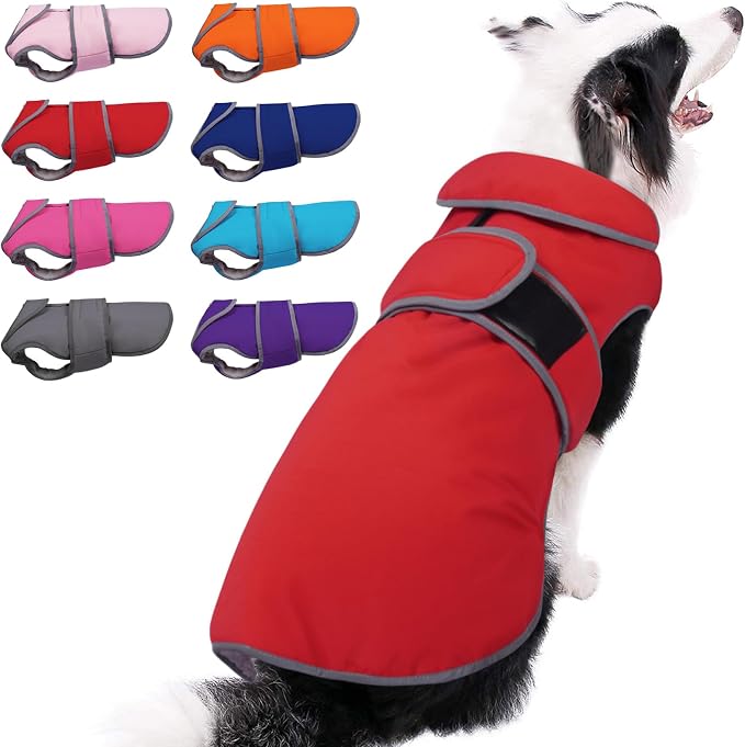 MIGOHI Reflective Waterproof Windproof Dog Coat - Warm Jacket Reversible Stormguard Winter Vest for Small to Large Dogs (Red, XXL)