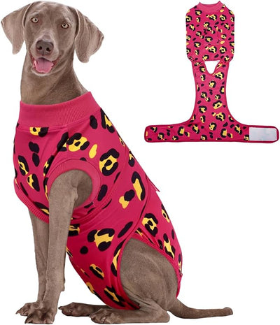 Kuoser Dog Recovery Suit for Dogs After Surgery,Professional Surgical Onesie for Female Male Dogs Spay Neuter,Soft Dog Surgery Suit Bodysuit for Abdominal Wounds Skin Disease,Rose 2XL
