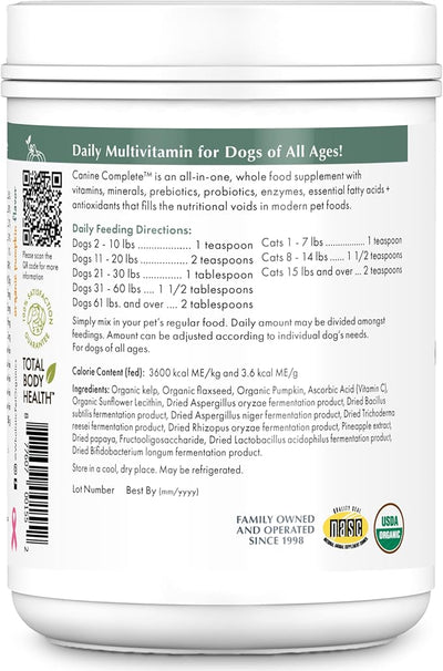 Wholistic Pet Organics Canine Complete - Dog Multivitamin Powder - 1 Lb - Daily Dog Vitamins and Supplements for Homemade Food - Immune System, Skin, Coat & Overall Health - All Breeds - 45 Scoops