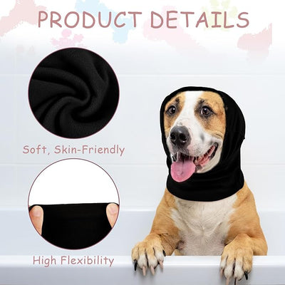 Frienda 2 Pcs Dog Ear Muffs Dog Calming Ear Cover Anxiety Relief Cover Face Neck Warmer Quiet Head Sleeves for Noise Bathing Grooming Drying(Large,Black)