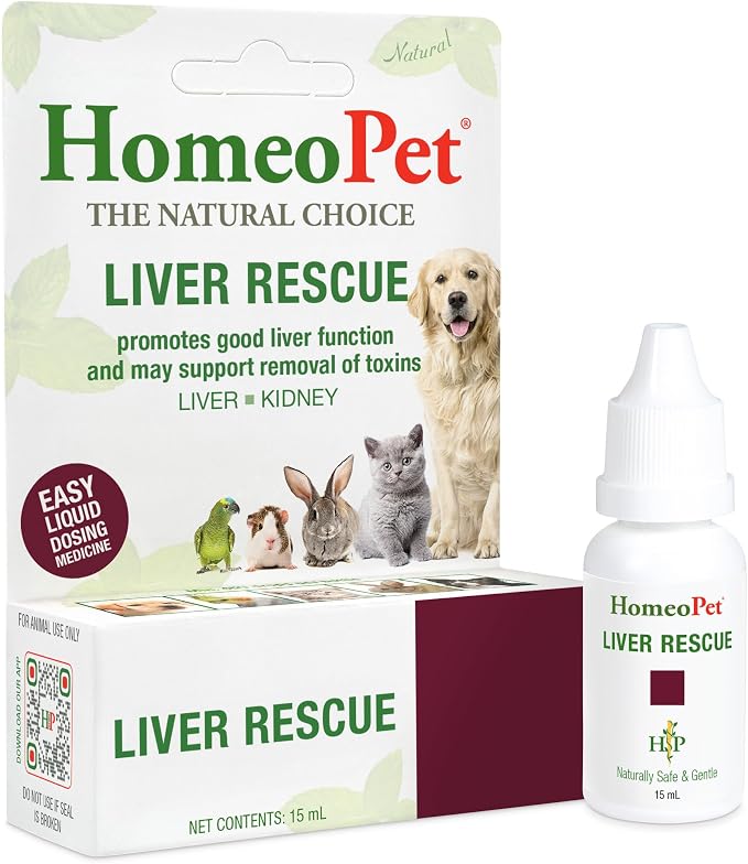 HomeoPet Liver Rescue Safe and Natural Liver-Support Supplement for Cats Dogs and Other Small Animals 15 Milliliters