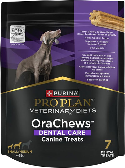 Purina Pro Plan Veterinary Diets OraChews - Small and Medium Breed Dental Chews for Dogs – 7 Treats