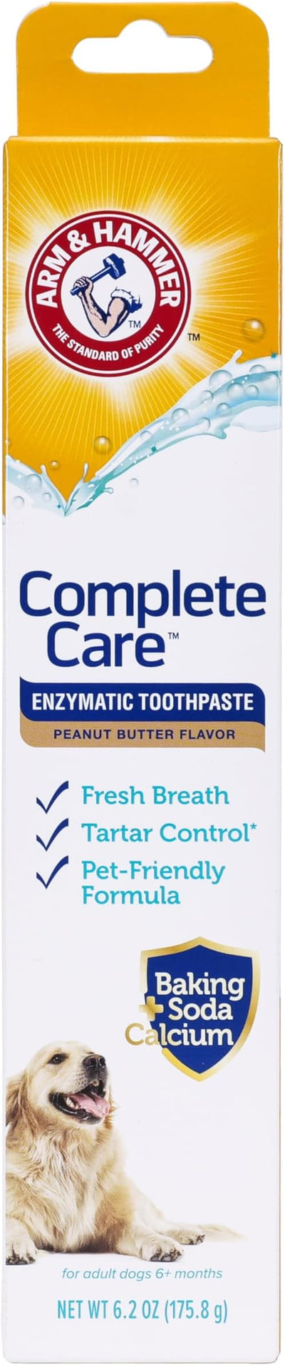 Arm & Hammer Complete Care Enzymatic Dog Toothpaste, Peanut Butter Flavor, Enzymatic Dog Toothpaste for Dogs, Baking Soda + Calcium Formula, 6.2oz