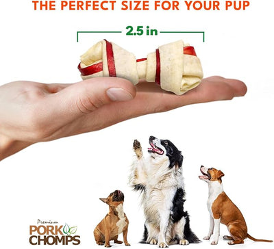 Pork Chomps Baked Pork Skin Dog Chews, 2.5-inch Mini Knots, Bacon Flavor Strip, 12 Count