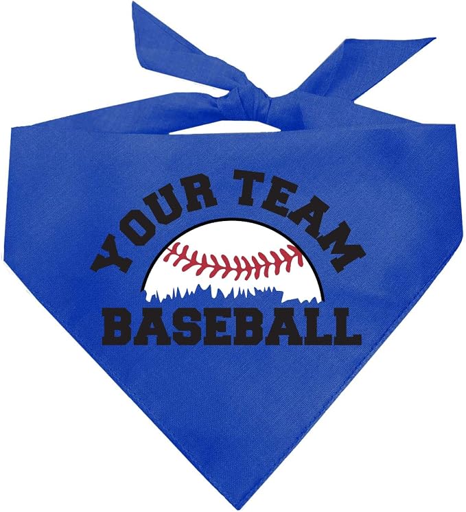 Custom Baseball Team Dog Bandana | 100% Cotton Adjustable Triangle | Made in USA | Personalized | Sports Fan | Game Day |Royal, X-Small (1431)