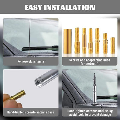 Famobay Chrome Stubby Bullet Antenna Car Truck Antenna Chevy Silverado & GMC Sierra Trucks Heavy Duty Pickup Trucks Accessories（7.8inch Chrome Spiral Pattern）