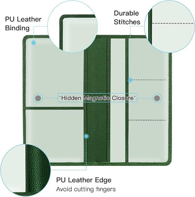 Valardoh Premium Car Registration and Insurance Card Holder, Car Document Holder for Cards, Driver License & other Essential Documents (Dark Green)