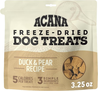 ACANA Singles Grain Free Dog Treats Limited Ingredients & Freeze-Dried Duck & Pear 3.25oz Bag