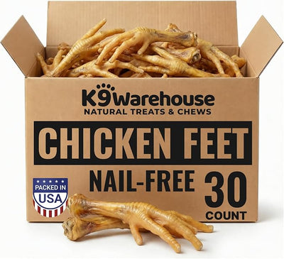 K9warehouse Chicken Feet Dog Treats - 30 Count - Natural Dehydrated Chicken Feet for Dogs - Nutrient-Rich Dog Chicken Feet - Tasty Chicken Foot Chews for Canines - Ideal for Training & Dental Health