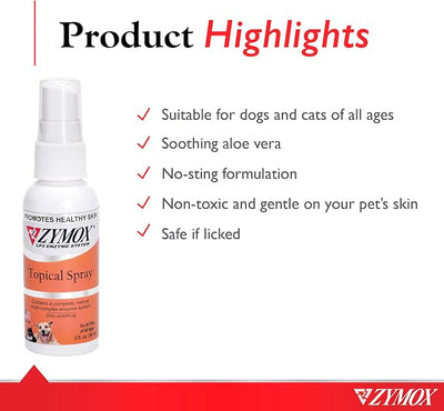 Zymox Topical Hot Spot Spray for Dogs and Cats Without Hydrocortisone, 2oz