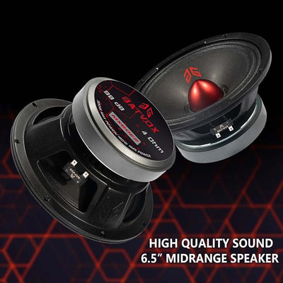 MX80E2 Loudspeaker 8 Inch Midrange 640 Watts 4 Ohms Red Bullet, Premium Quality Audio Door Speakers for Car or Truck Stereo Sound System, Black (2 Speakers)