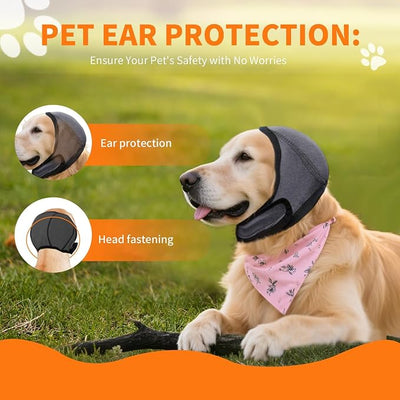 No Flap Ear Wraps for Dogs Dog Ear Muffs Noise Protection Cover Waterproof Snoods for Dogs Bathing Grooming Thunder Fireworks Doggie Hush Ear Covers French Bulldog Pointy Tight Fit Ears(L)